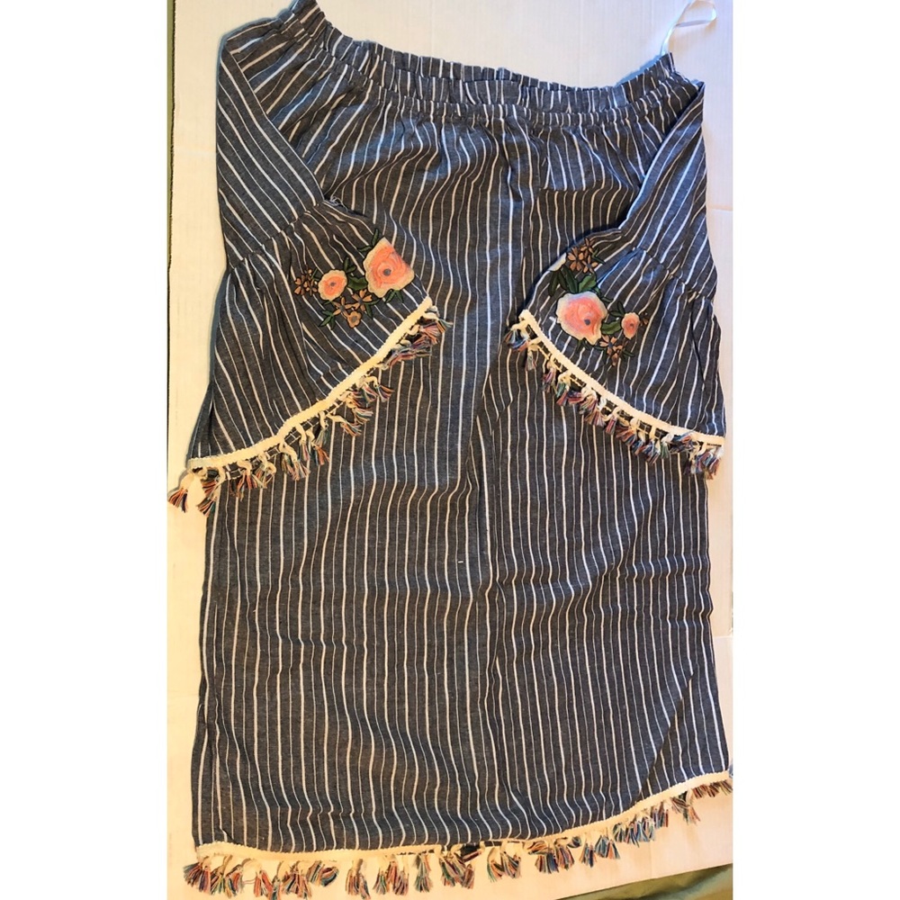 Off shoulder denim & white boutique dress sz 1X